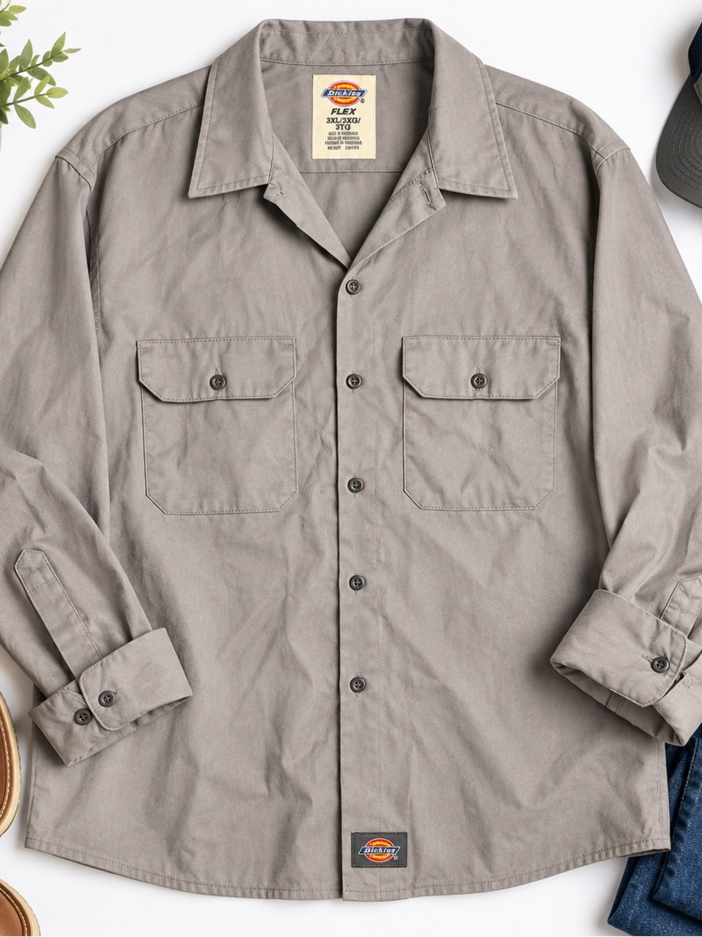 Dickies Men's Taupe Button-Front Work Shirt Jacket